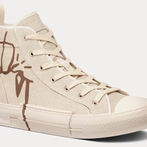 Dior B23 CactusJack حذاء رياضي رجالي بتصميم High Top وألوان كريمية